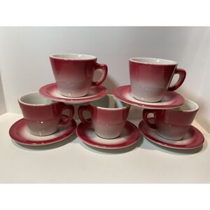 Jackson China Coffee Tea Cups Saucers Set 5 Pink White Ombre Restaurant Ware